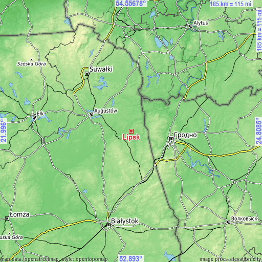 Topographic map of Lipsk