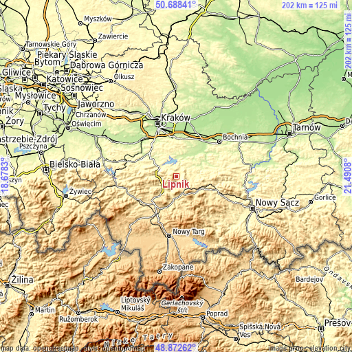 Topographic map of Lipnik