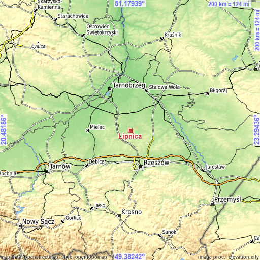 Topographic map of Lipnica