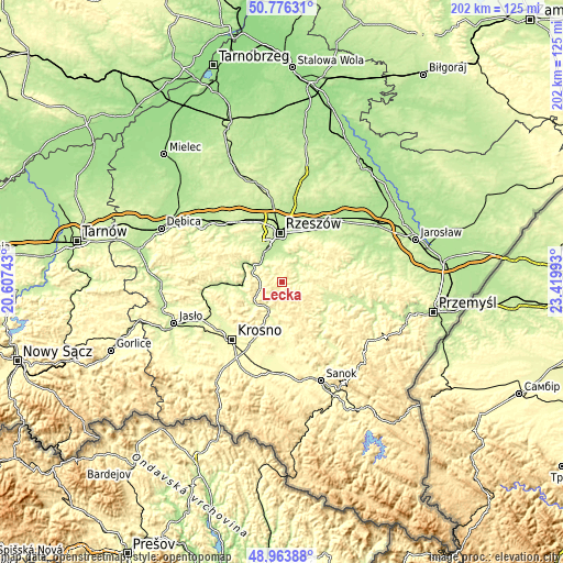 Topographic map of Lecka