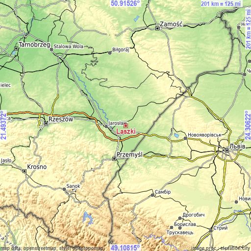 Topographic map of Laszki