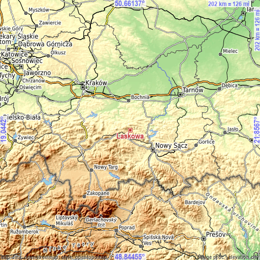 Topographic map of Laskowa