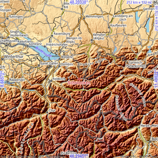 Topographic map of Schröcken