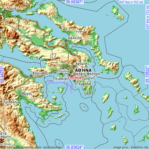 Topographic map of Ymittos