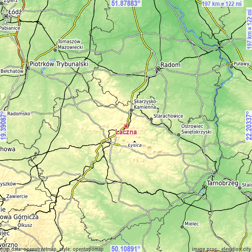 Topographic map of Łączna