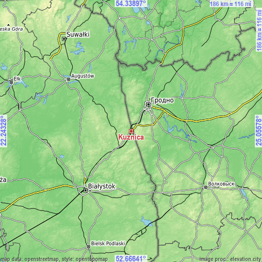 Topographic map of Kuźnica