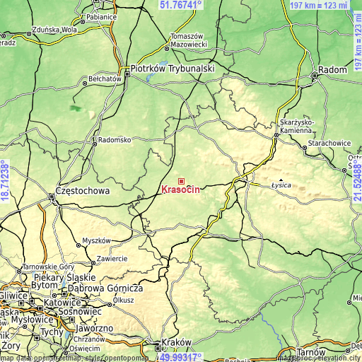 Topographic map of Krasocin