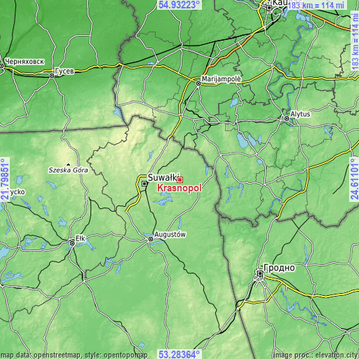 Topographic map of Krasnopol