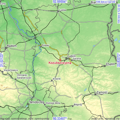 Topographic map of Kozubszczyzna
