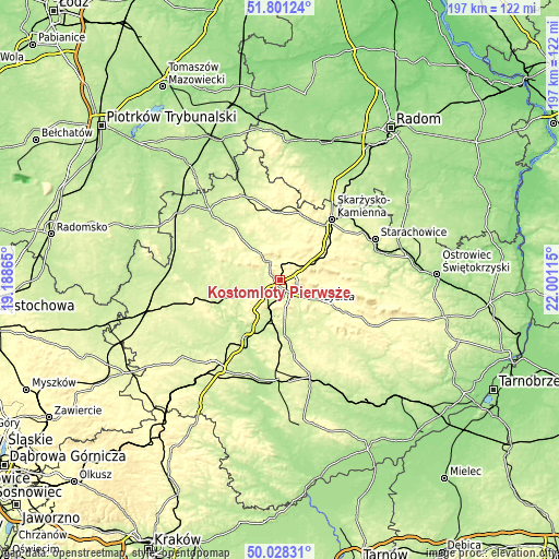 Topographic map of Kostomłoty Pierwsze