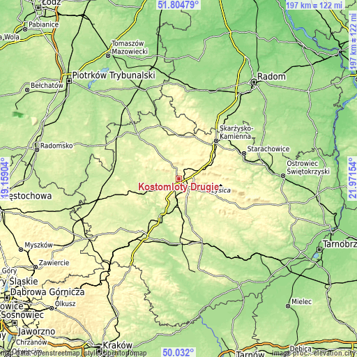 Topographic map of Kostomłoty Drugie