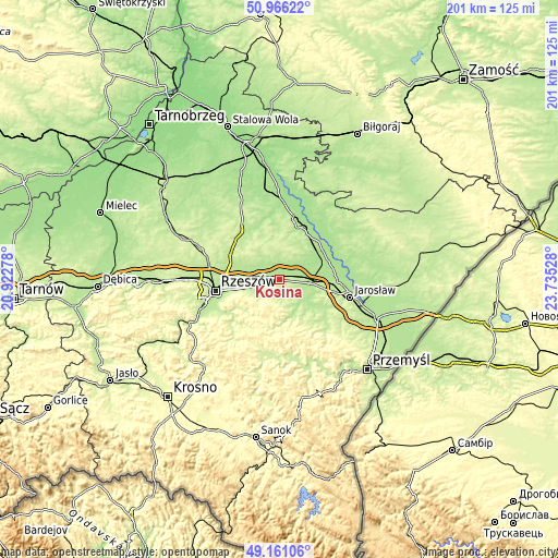 Topographic map of Kosina