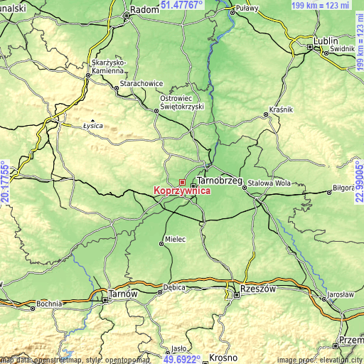 Topographic map of Koprzywnica