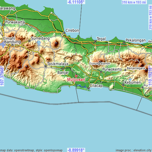 Topographic map of Mulyosari