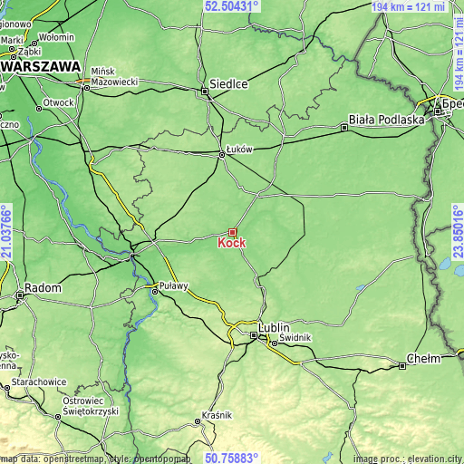 Topographic map of Kock