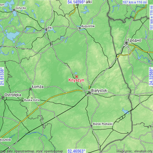 Topographic map of Knyszyn