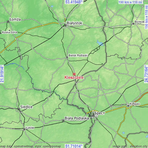 Topographic map of Kleszczele