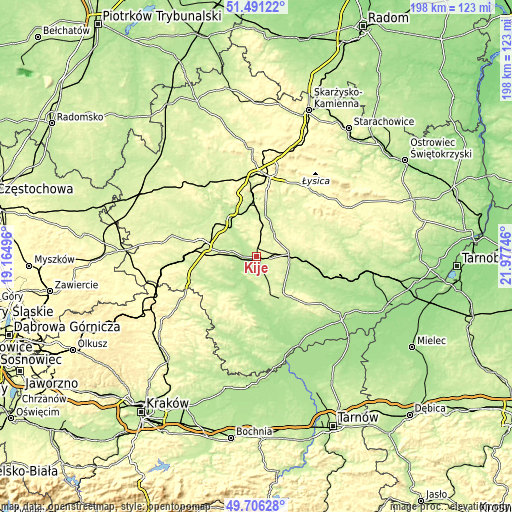 Topographic map of Kije