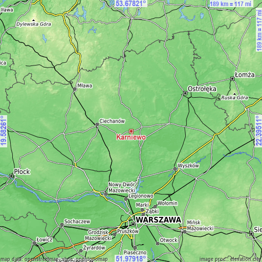 Topographic map of Karniewo