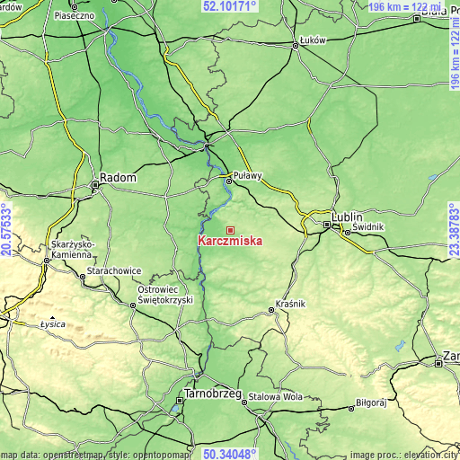 Topographic map of Karczmiska