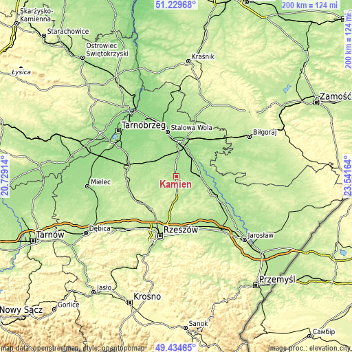 Topographic map of Kamień