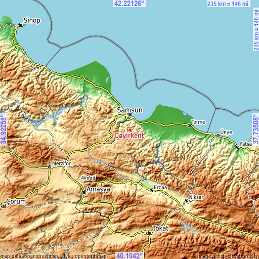 Topographic map of Çayırkent