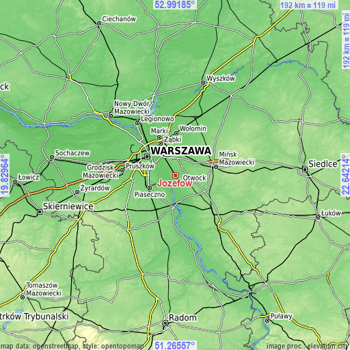 Topographic map of Józefów