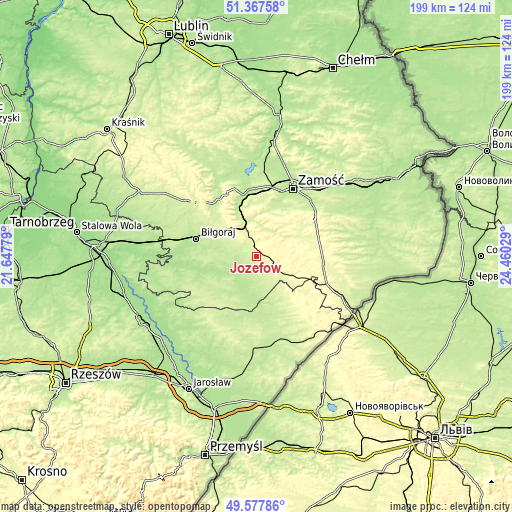 Topographic map of Józefów