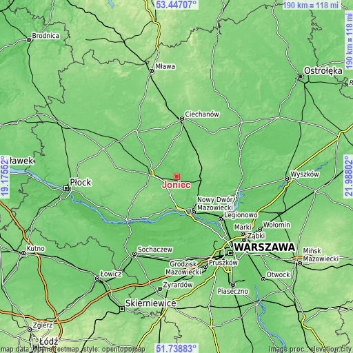 Topographic map of Joniec