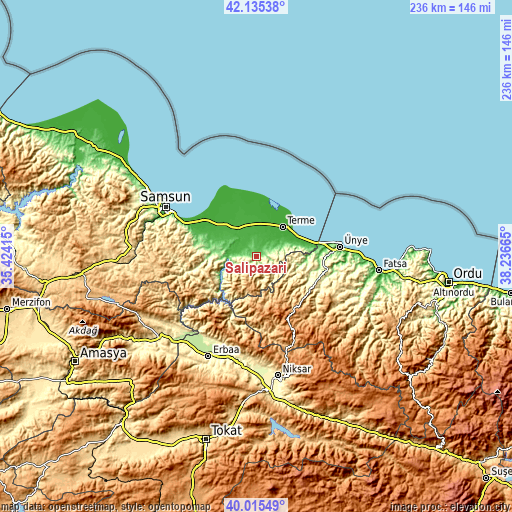 Topographic map of Salıpazarı