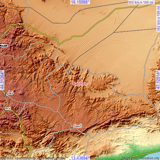 Topographic map of Bayḩān