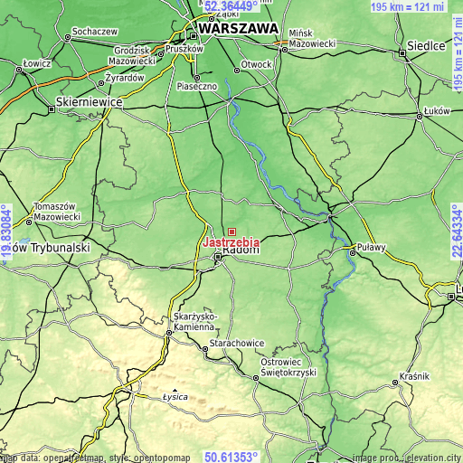 Topographic map of Jastrzębia
