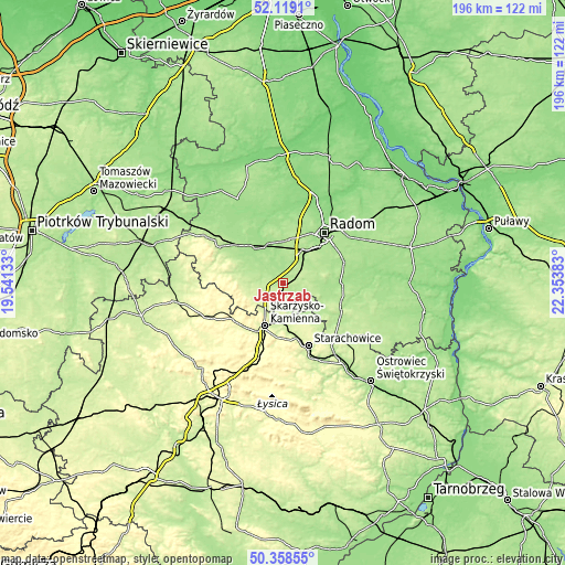 Topographic map of Jastrząb