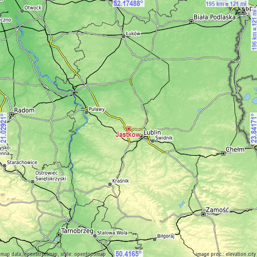 Topographic map of Jastków