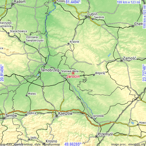 Topographic map of Jarocin