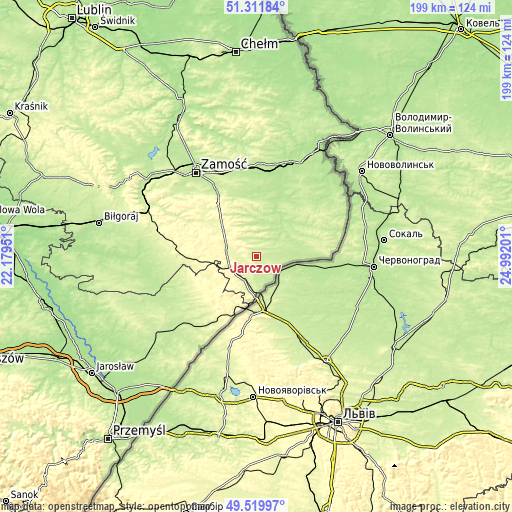 Topographic map of Jarczów