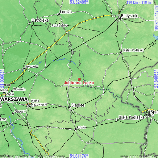 Topographic map of Jabłonna Lacka