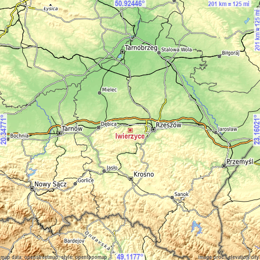 Topographic map of Iwierzyce