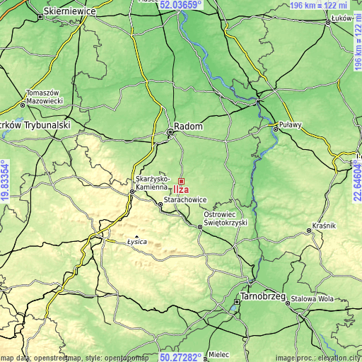 Topographic map of Iłża