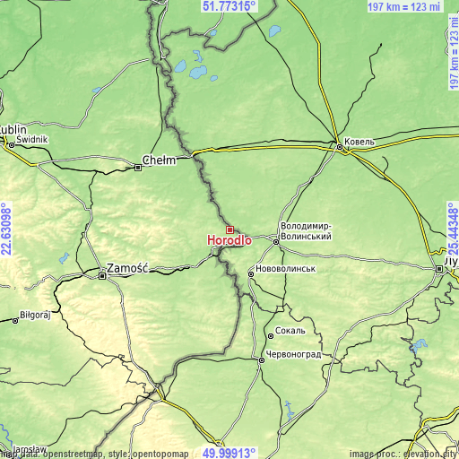 Topographic map of Horodło