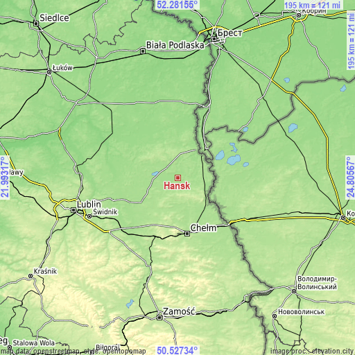 Topographic map of Hańsk