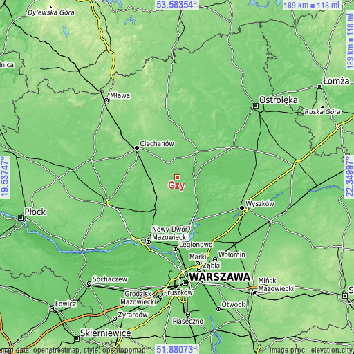 Topographic map of Gzy