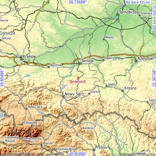 Topographic map of Gromnik