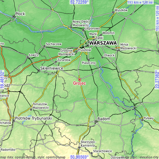 Topographic map of Grójec