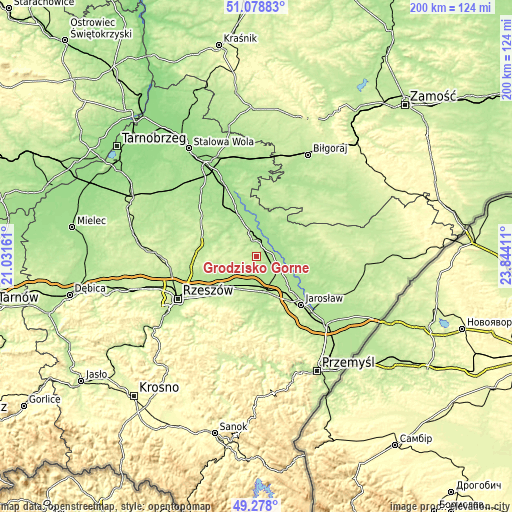 Topographic map of Grodzisko Górne