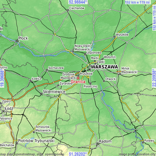 Topographic map of Granica