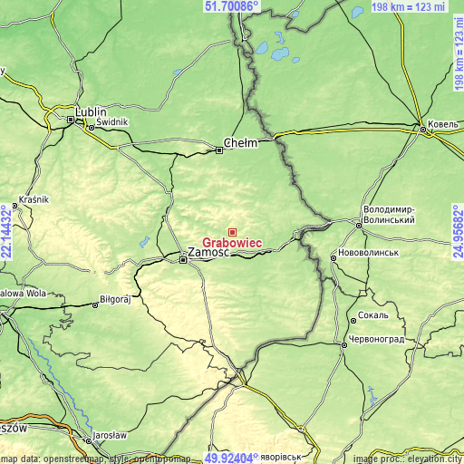 Topographic map of Grabowiec