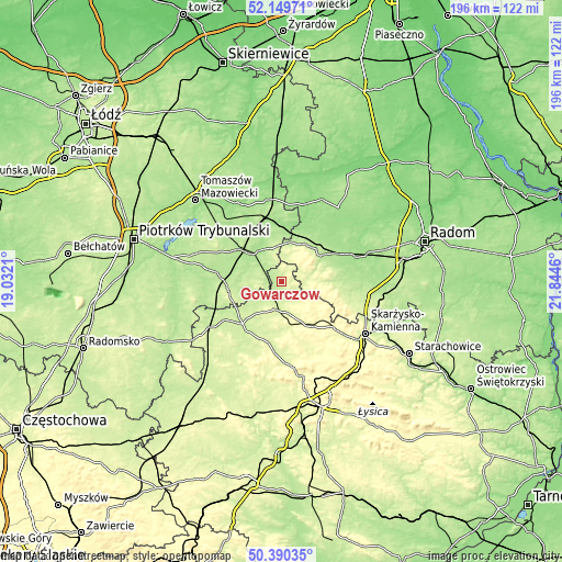 Topographic map of Gowarczów