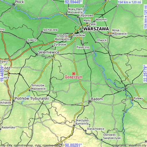 Topographic map of Goszczyn