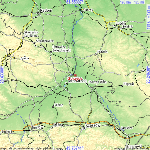 Topographic map of Gorzyce